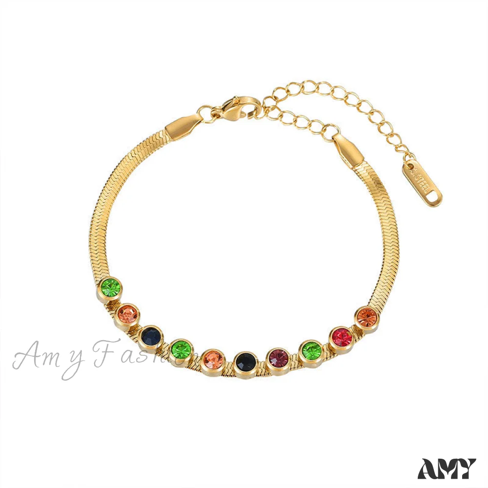 Amy Fashion - Colorful Diamond Snake Chain Bracelet - Image 5