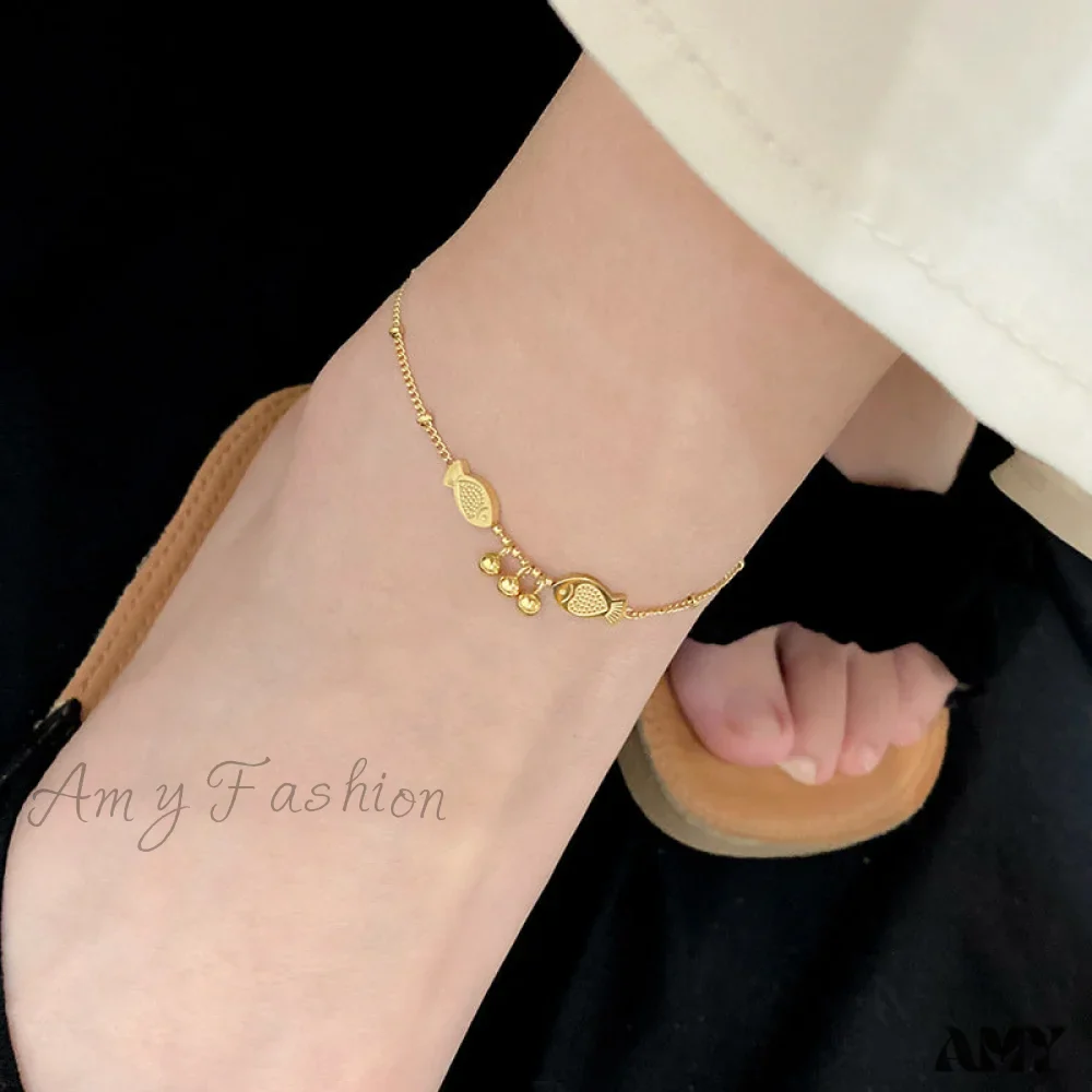 Ball Pendant Small Fish Anklet - Image 3