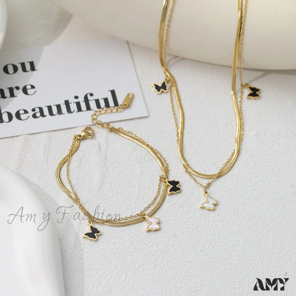 Amy Fashion - Titanium Steel Mini Butterfly Simple Necklaces - Image 2