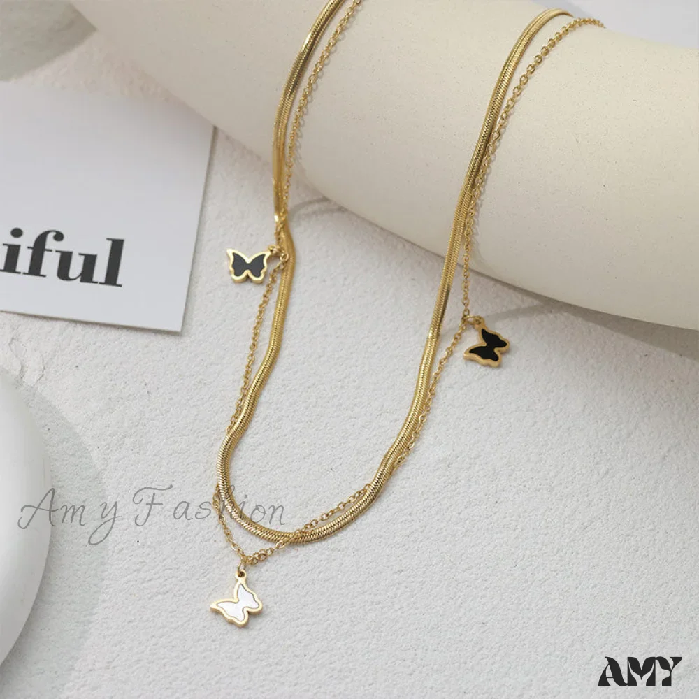 Amy Fashion - Titanium Steel Mini Butterfly Simple Necklaces - Image 7