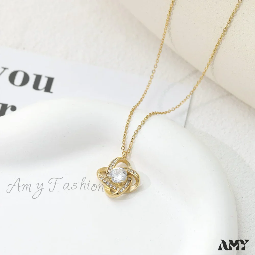 Amy Fashion - Geometric Shape White Shining Zircon Necklace - Image 3