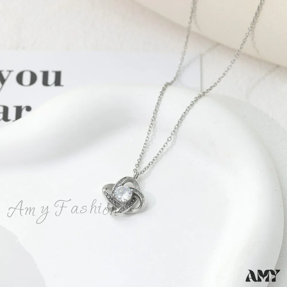 Amy Fashion - Geometric Shape White Shining Zircon Necklace - Image 7