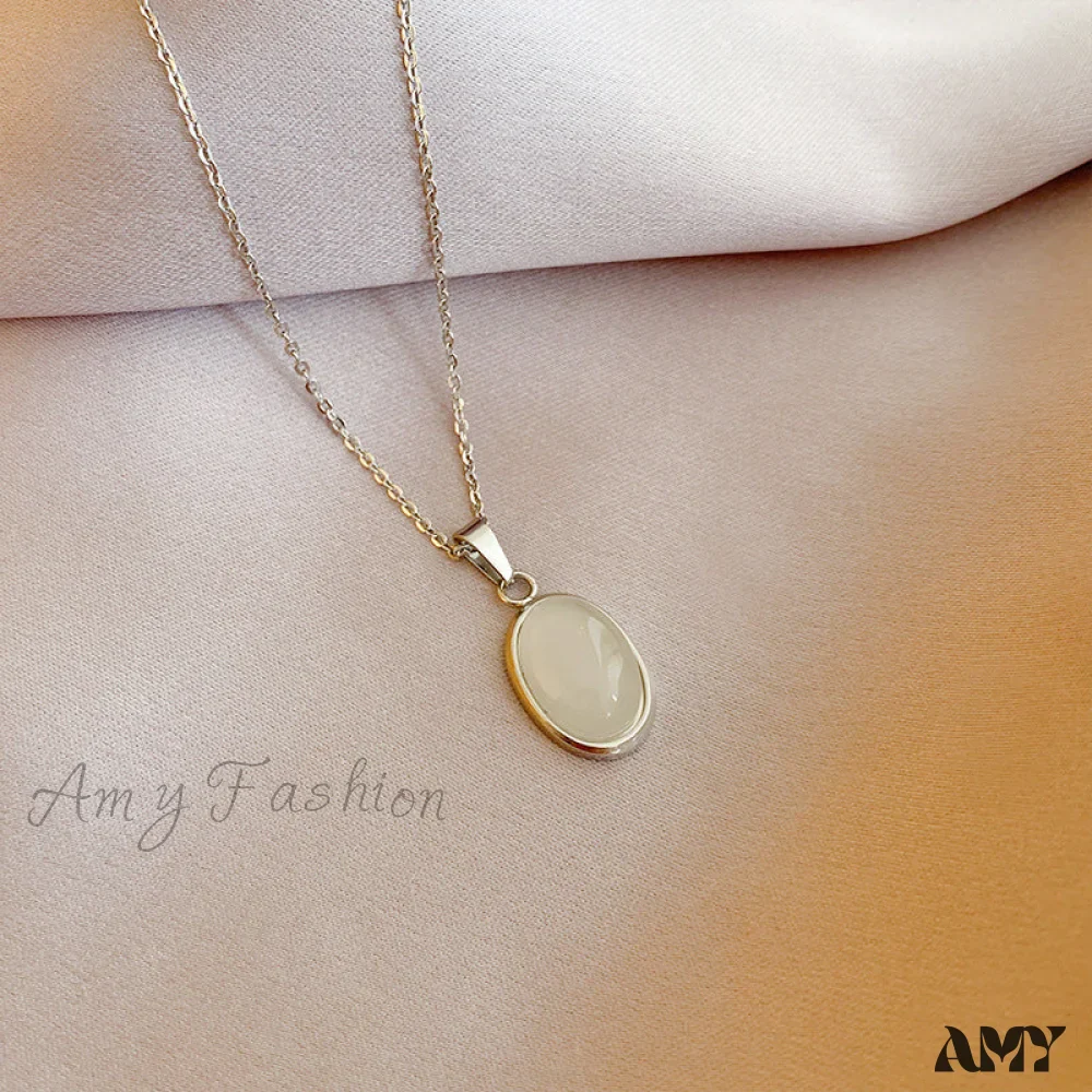 Simple Fashion Opal Stone 18K Gold Necklace - Image 10