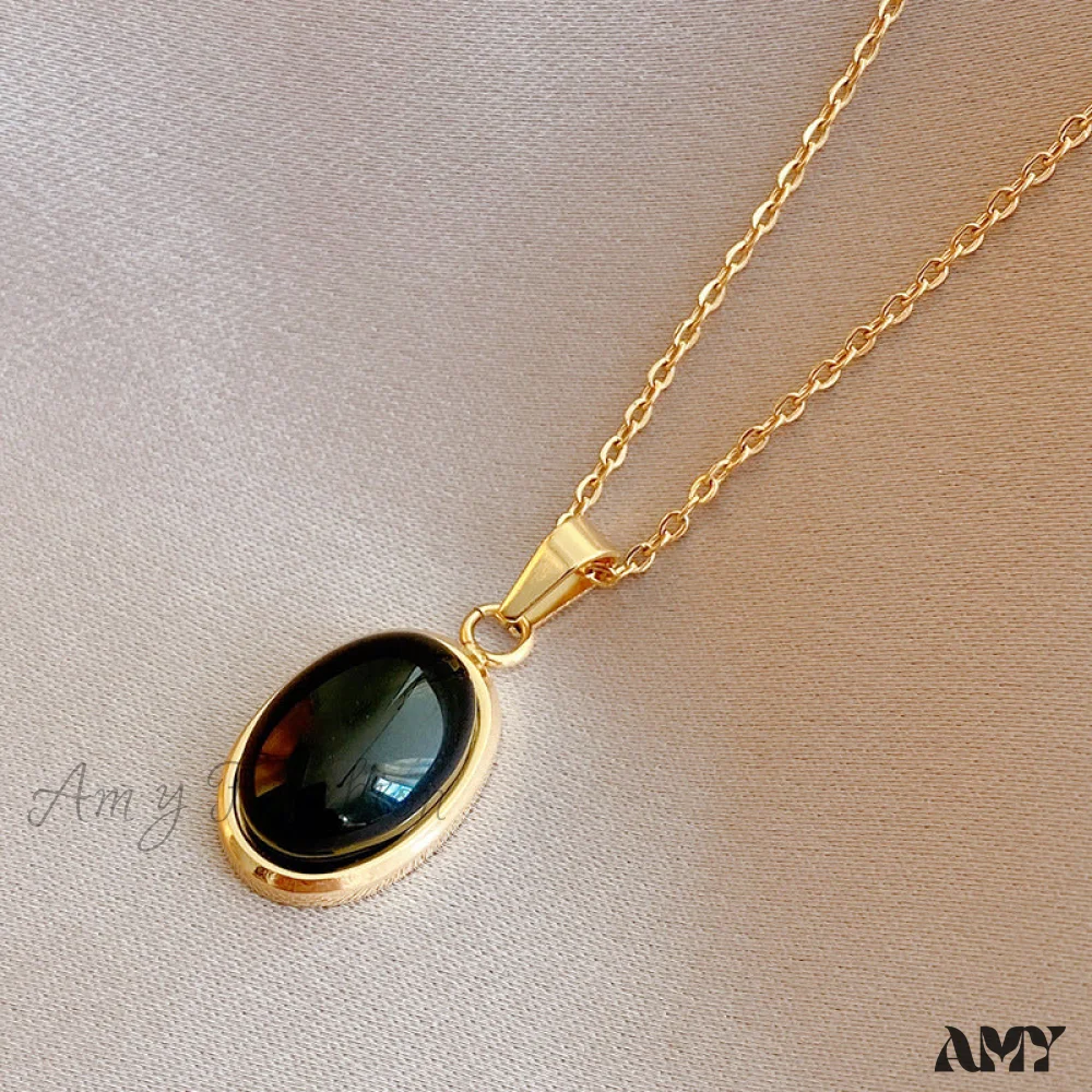 Simple Fashion Opal Stone 18K Gold Necklace - Image 4