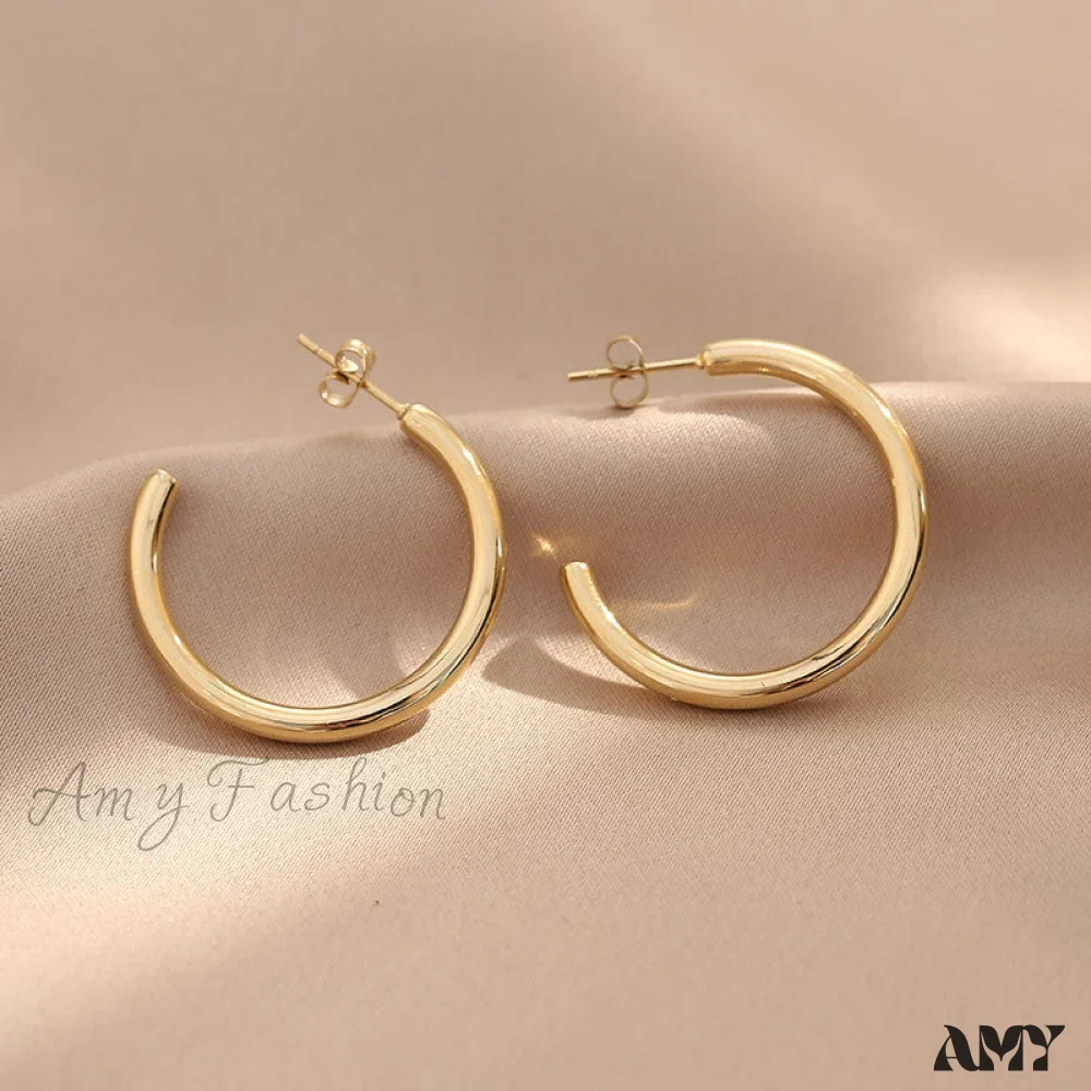 Amy Fashion - Simple Glossy Irregular Shape Stud Earrings - Image 2