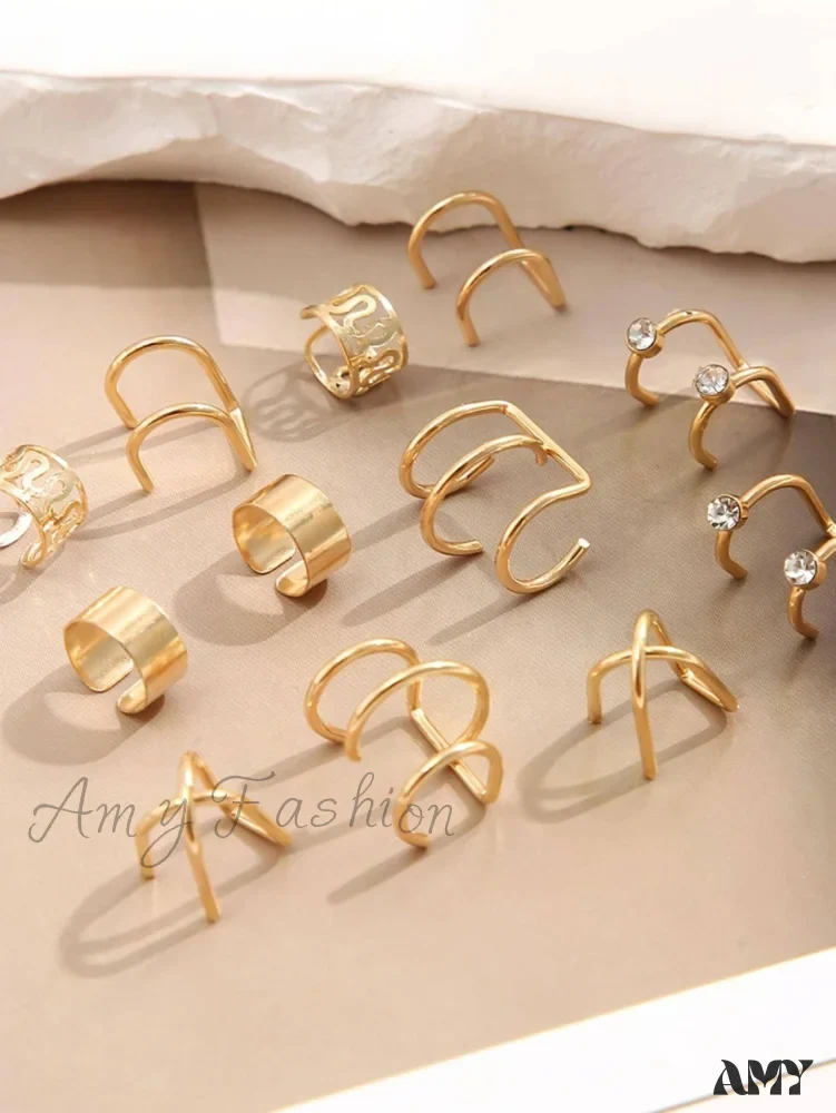 Amy Fashion - 12pcs Ear Cuff Cartilage Clip On Earrings - Image 2