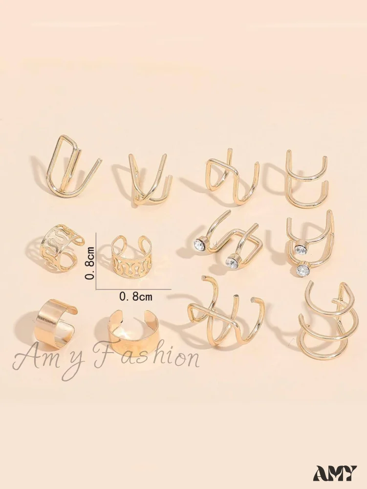 Amy Fashion - 12pcs Ear Cuff Cartilage Clip On Earrings - Image 3