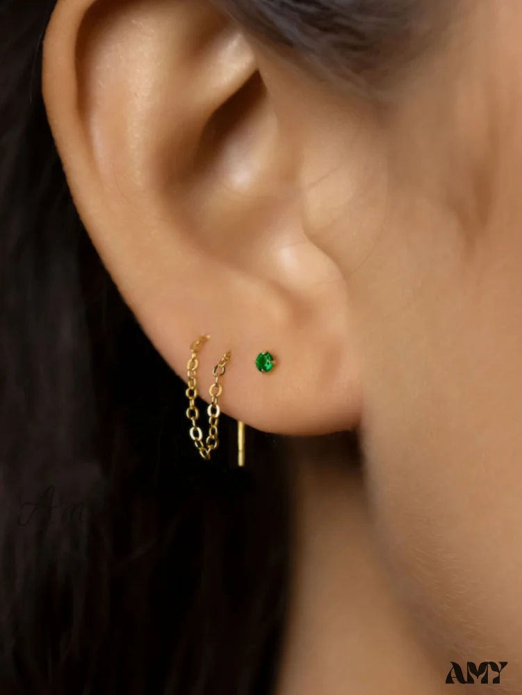 Amy Fashion - 1pc Cubic Zirconia & Chain Decor Earring - Image 4