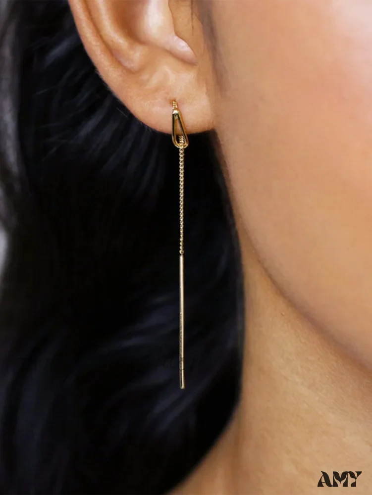 Amy Fashion - 1pc Cubic Zirconia & Chain Decor Earring - Image 7