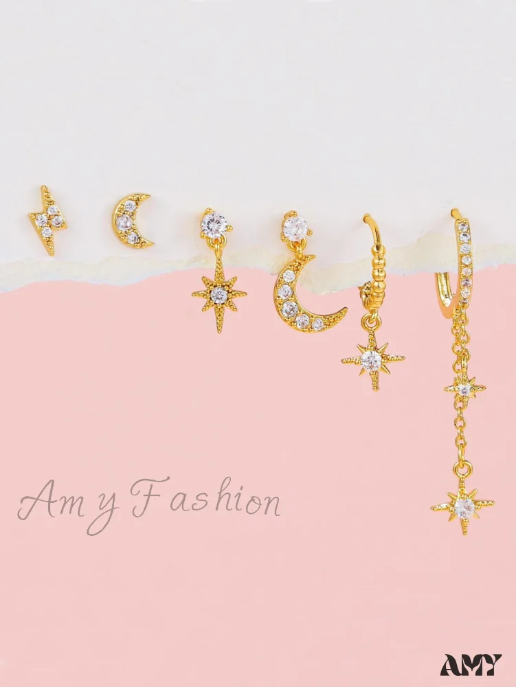 Amy Fashion - 1set Women's Golden Fashionable Single Earrings - Image 2