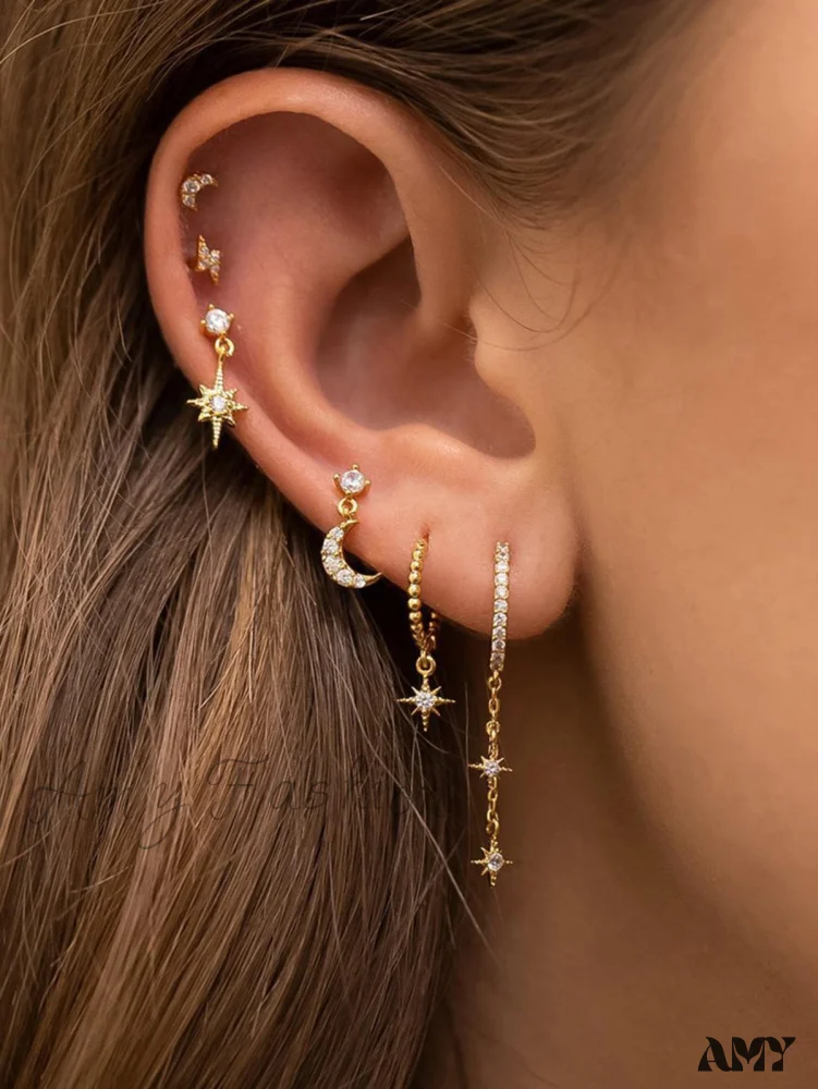 Amy Fashion - 1set Women's Golden Fashionable Single Earrings - Image 6