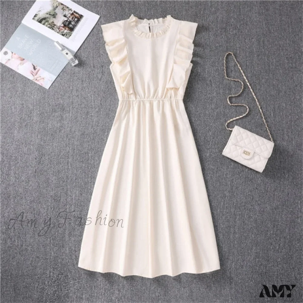 Amy Fashion - Butterfly Sleeve Ruffles Medium Long Vacation Dress - Image 10