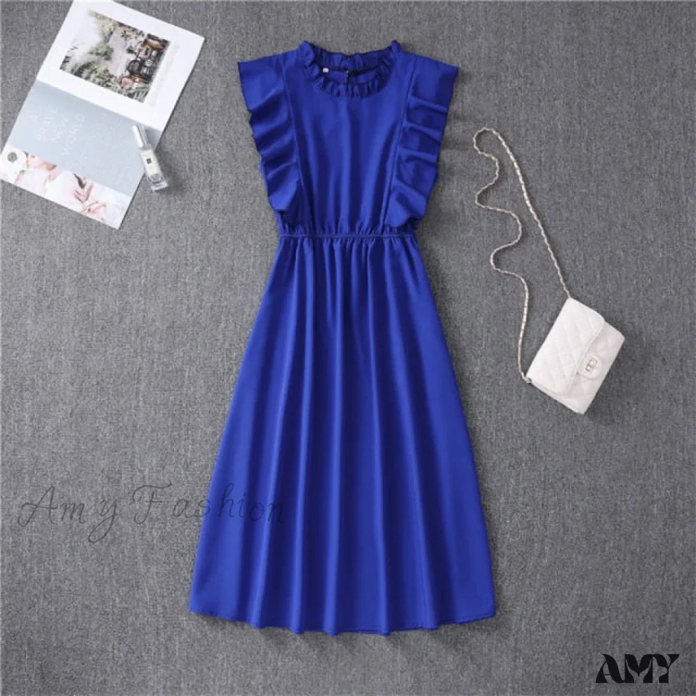 Amy Fashion - Butterfly Sleeve Ruffles Medium Long Vacation Dress - Image 11