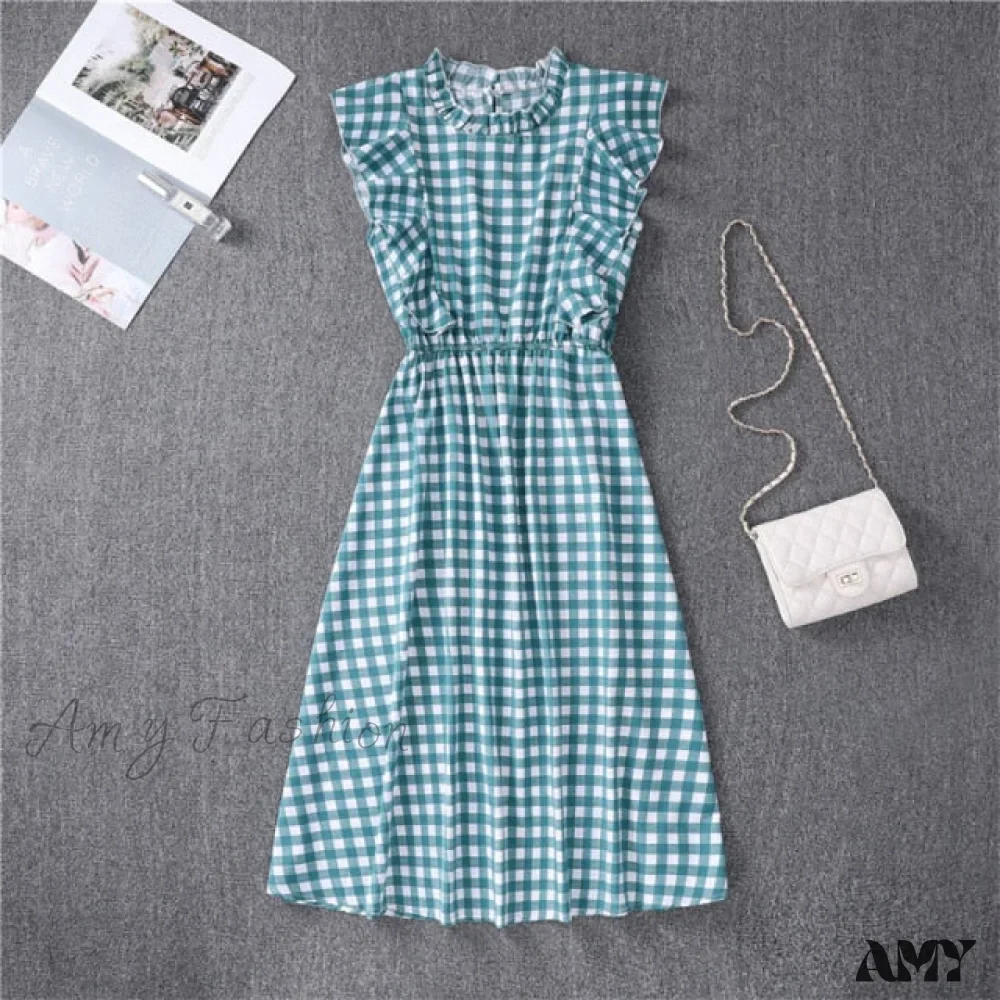 Amy Fashion - Butterfly Sleeve Ruffles Medium Long Vacation Dress - Image 5