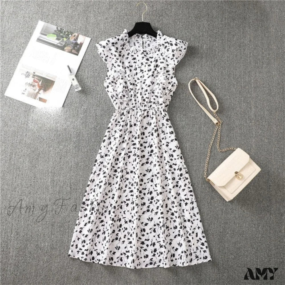 Amy Fashion - Butterfly Sleeve Ruffles Medium Long Vacation Dress - Image 6