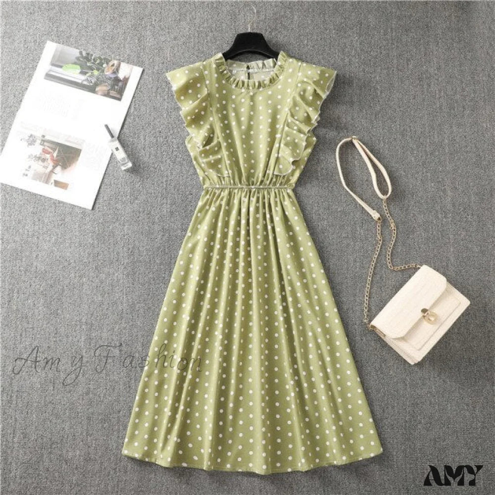 Amy Fashion - Butterfly Sleeve Ruffles Medium Long Vacation Dress - Image 7