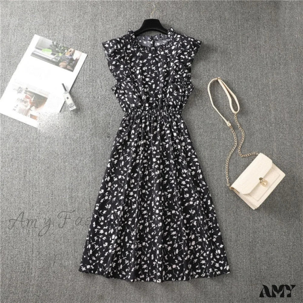 Amy Fashion - Butterfly Sleeve Ruffles Medium Long Vacation Dress - Image 8