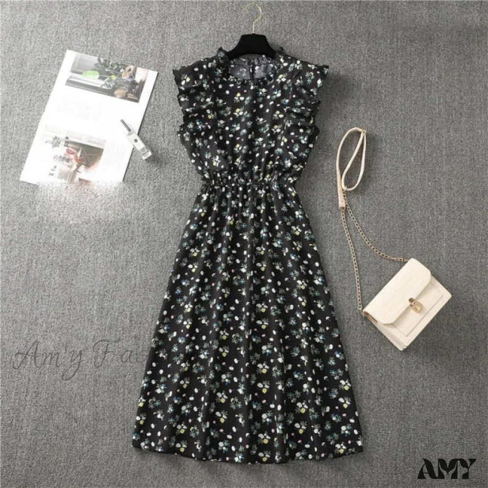 Amy Fashion - Butterfly Sleeve Ruffles Medium Long Vacation Dress - Image 9