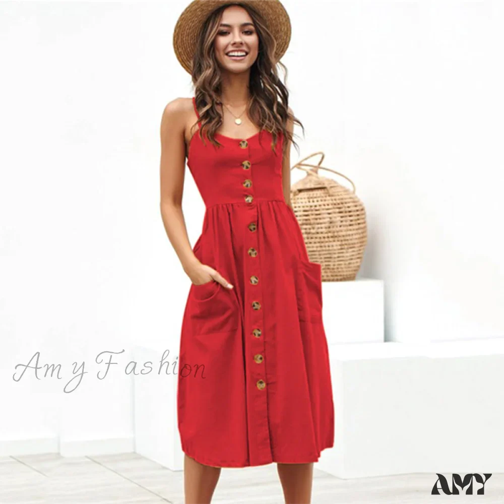 Amy Fashion - Cute Holiday Long Floral Print Midi Dresses