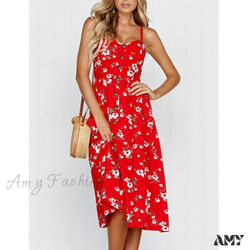 Amy Fashion - Cute Holiday Long Floral Print Midi Dresses - Image 21