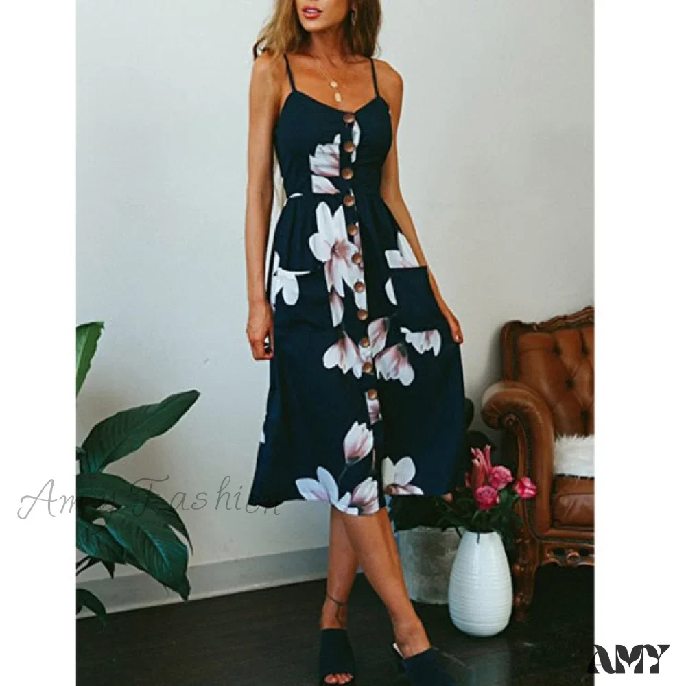 Amy Fashion - Cute Holiday Long Floral Print Midi Dresses - Image 29