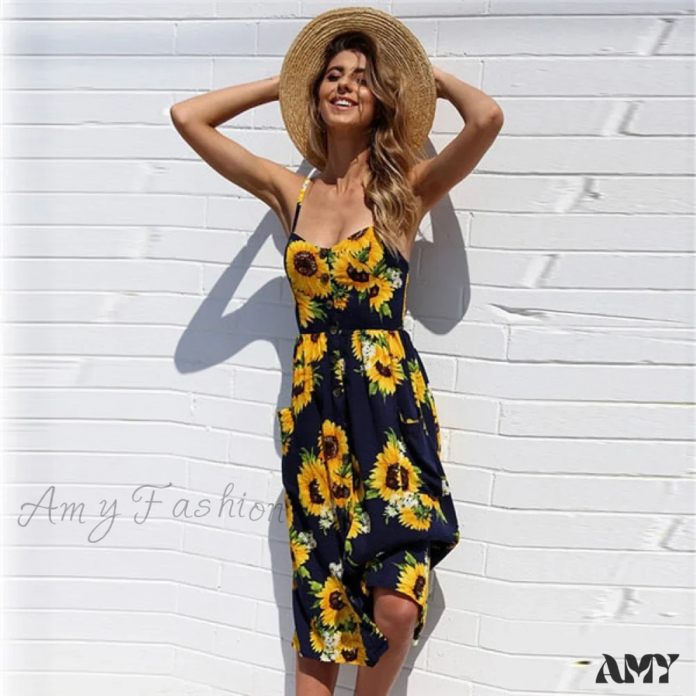 Amy Fashion - Cute Holiday Long Floral Print Midi Dresses - Image 7