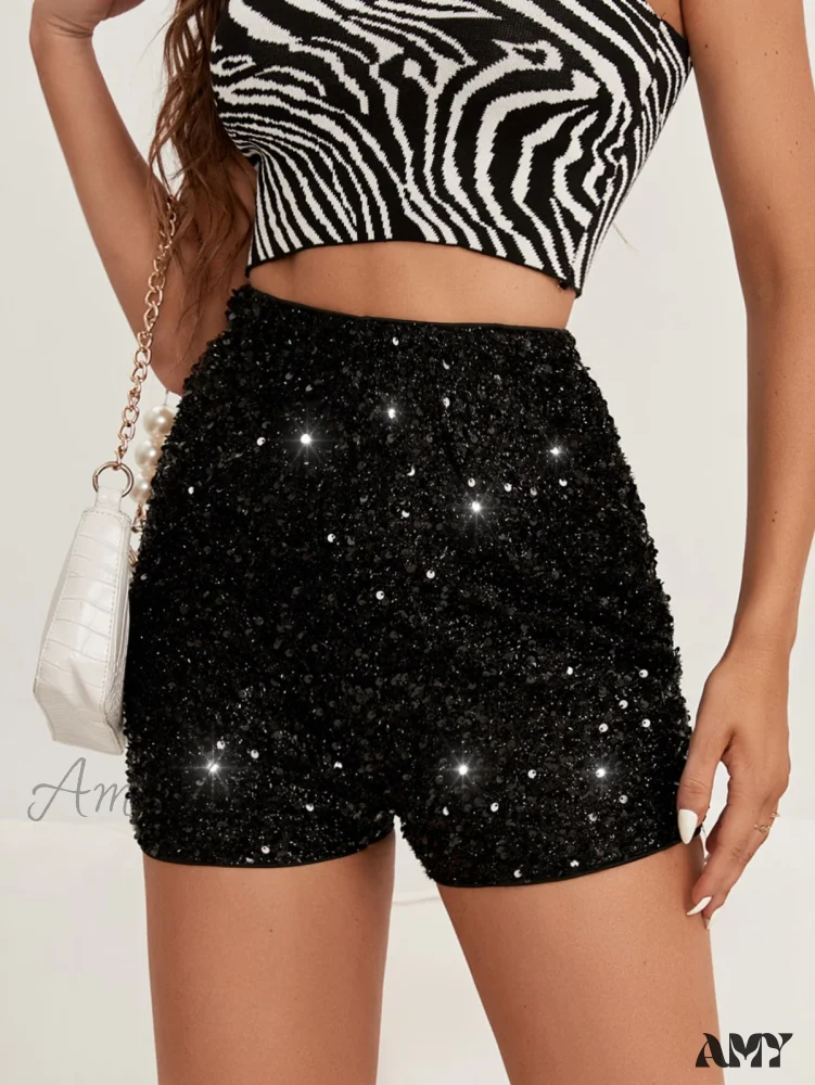 Amy Fashion - High Waist Bling Metallic Sexy Shorts - Image 8