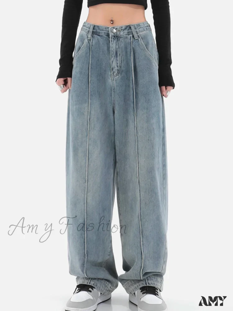 Amy Fashion - Fashion Loose All-match Wide Jeans - Image 3