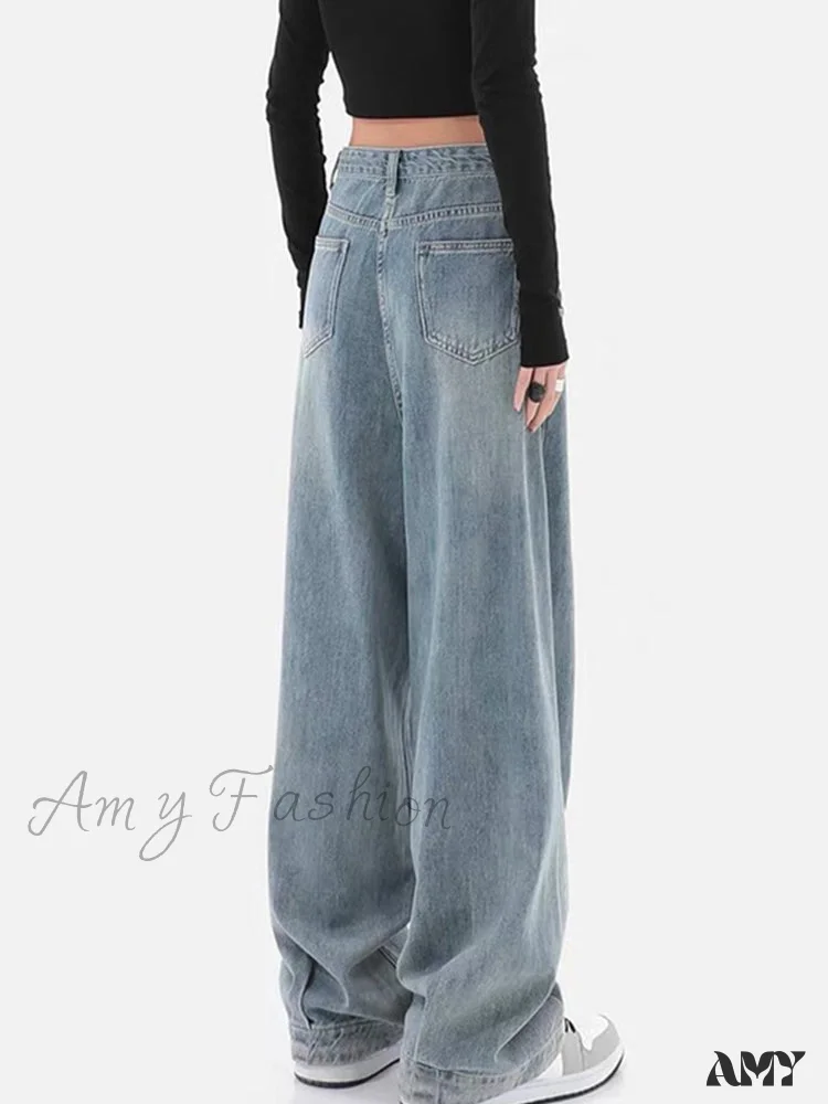 Amy Fashion - Fashion Loose All-match Wide Jeans - Image 5