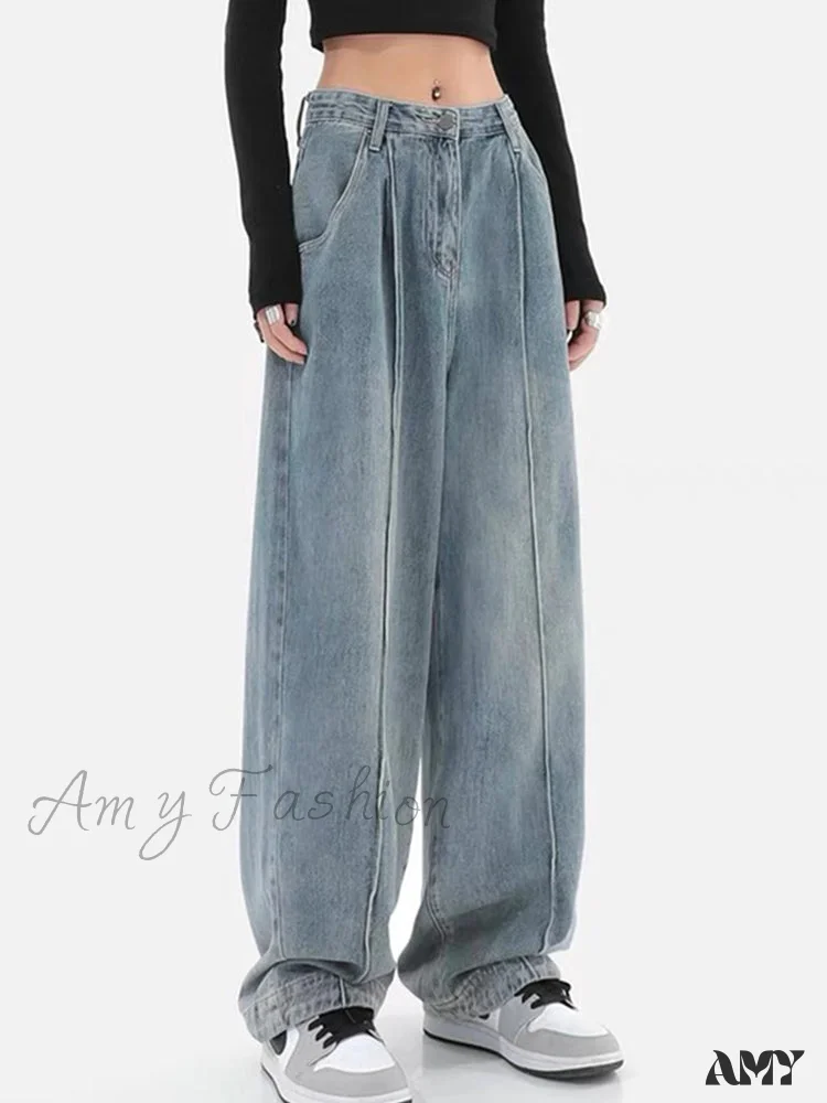 Amy Fashion - Fashion Loose All-match Wide Jeans - Image 6