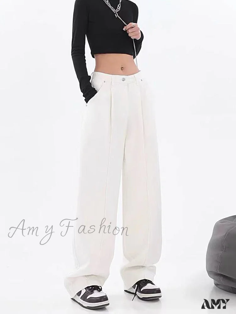 Amy Fashion - Fashion Loose All-match Wide Jeans - Image 7