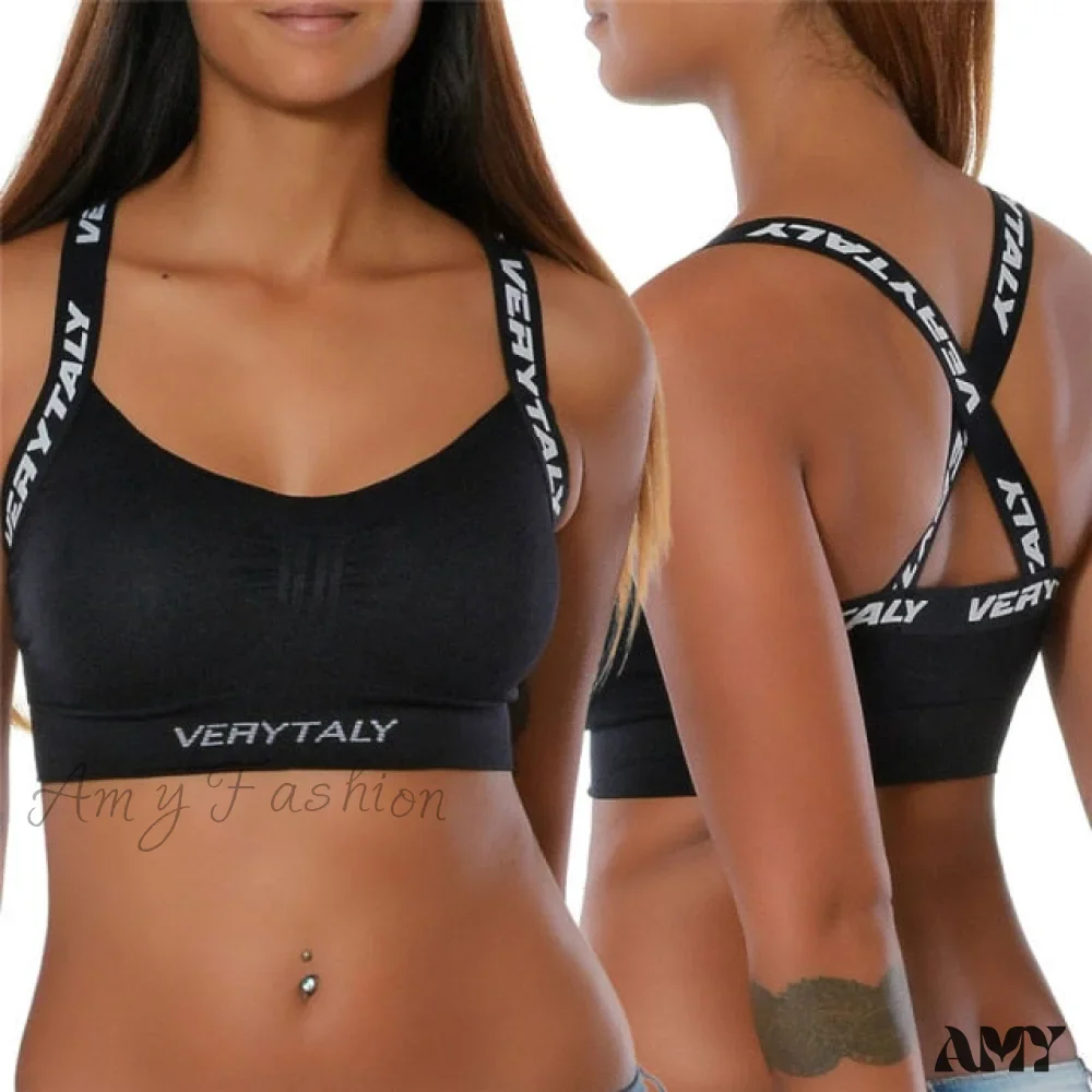 Amy Fashion - Fitness Tight Sports Letter Cropped Tank Tops - Image 3