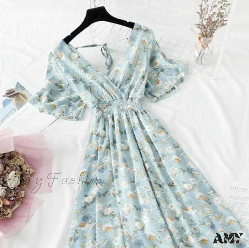 Amy Fashion - Short sleeve Chiffon Dress - Image 10