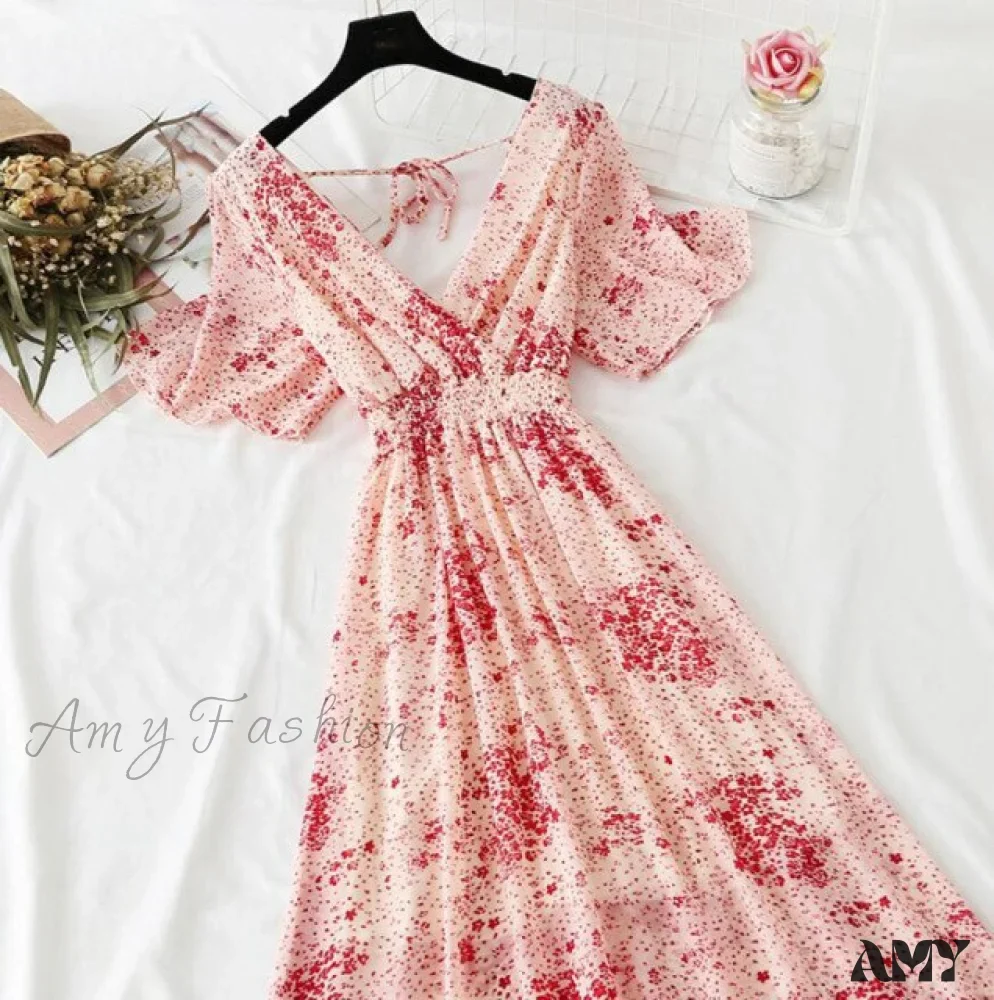 Amy Fashion - Short sleeve Chiffon Dress - Image 11