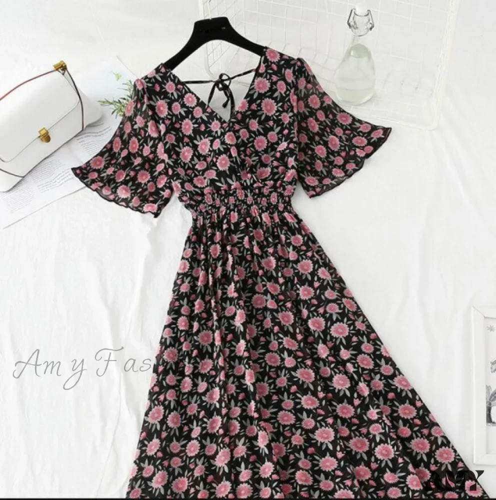 Amy Fashion - Short sleeve Chiffon Dress - Image 12