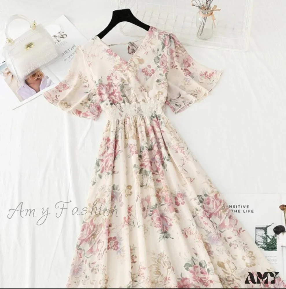 Amy Fashion - Short sleeve Chiffon Dress - Image 14