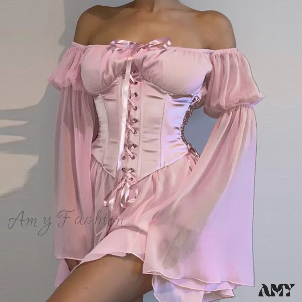 Amy Fashion - Vintage Flare Sleeve Party Bandage Mini Dress - Image 5