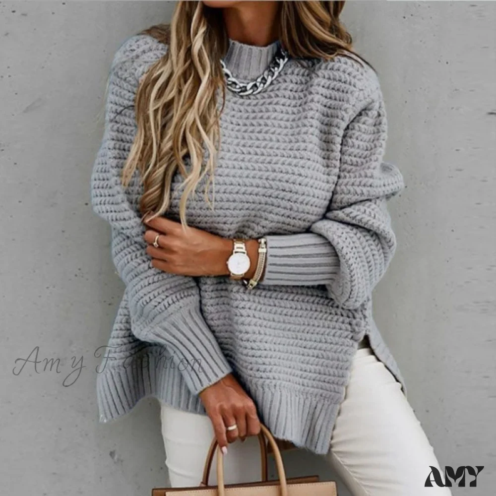 Amy Fashion - Knitted Casual O Neck Long Sleeve Fashion Sweater - Image 5