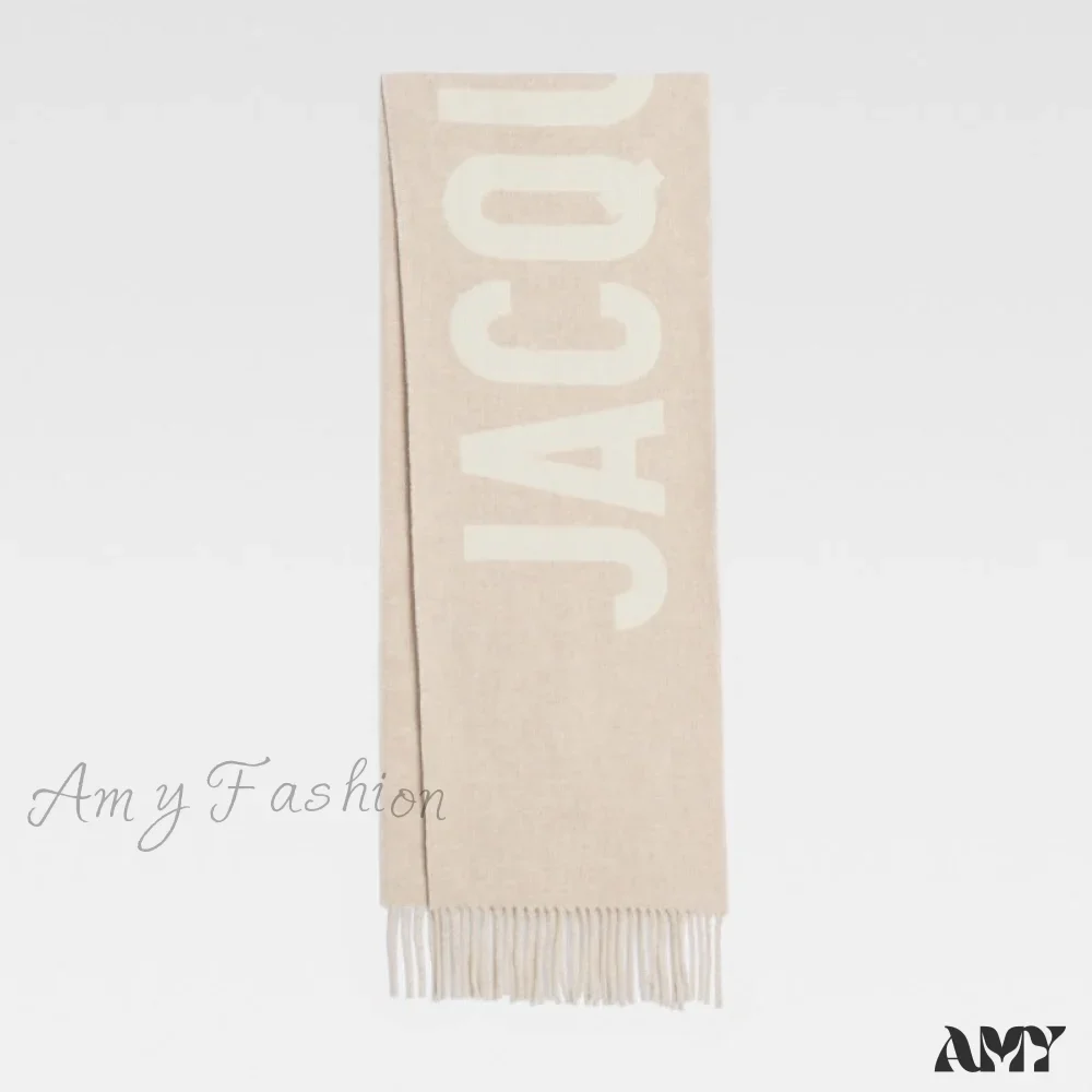 2024 New Wool Letter Jacquard Logo Fringe Unisex Warm Scarf - Image 5