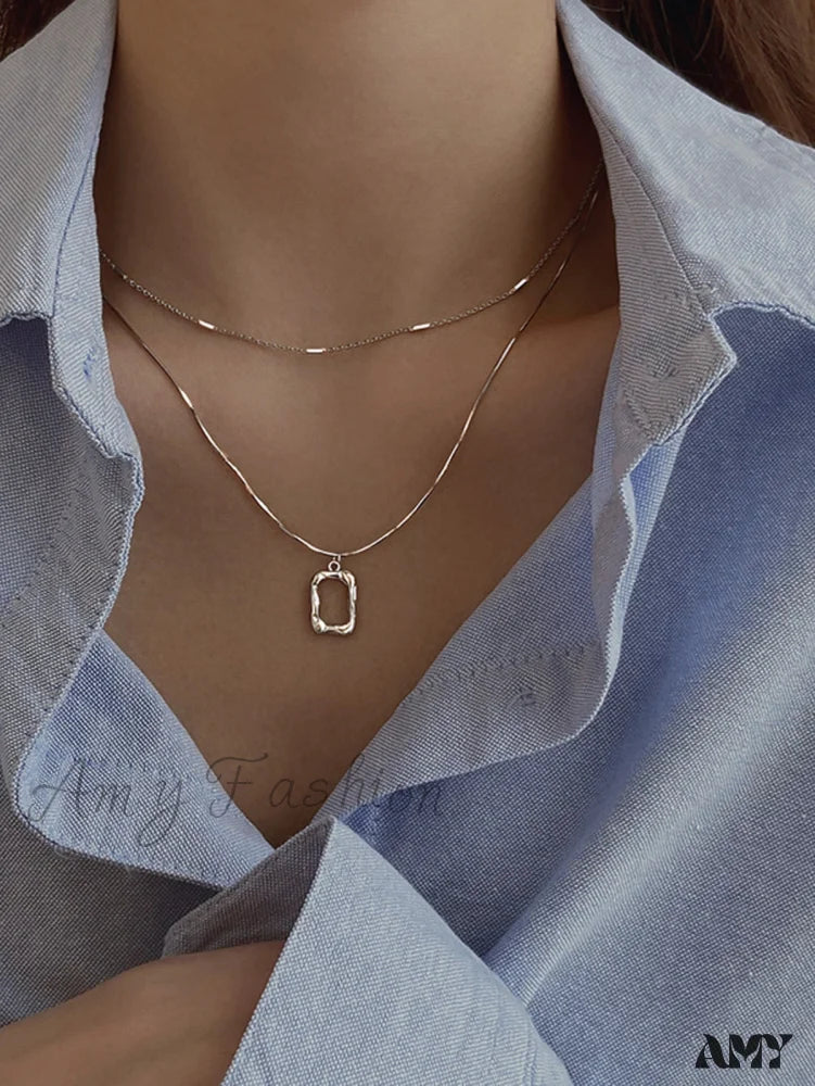 Amy Fashion - 2pcs/set Geo Charm Necklace