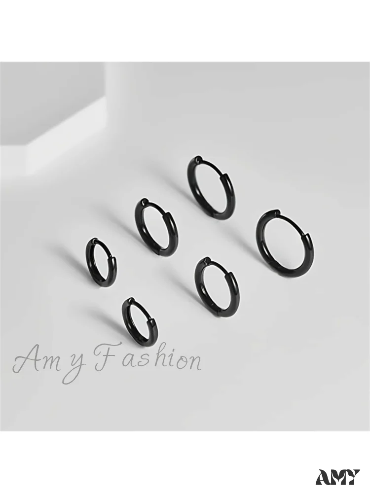 Amy Fashion - 3 Pairs Huggie Hoop Earrings - Image 4