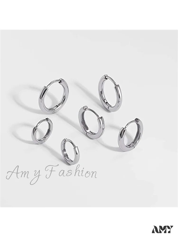 Amy Fashion - 3 Pairs Huggie Hoop Earrings - Image 5
