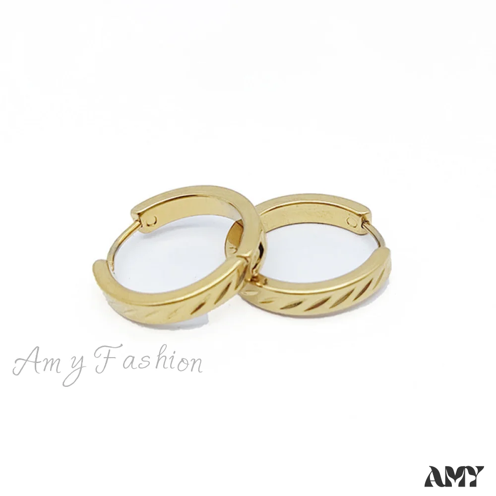 Amy Fashion - 316L Stainless Steel Twist Pattern Hoop Earrings - Image 4