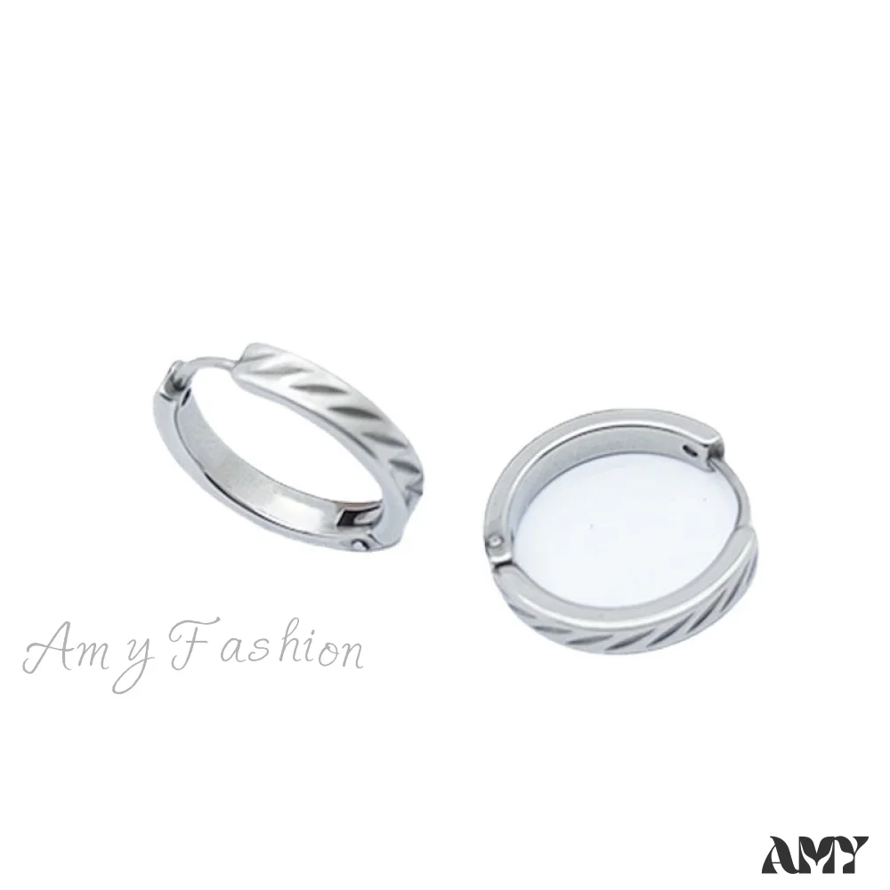 Amy Fashion - 316L Stainless Steel Twist Pattern Hoop Earrings - Image 5
