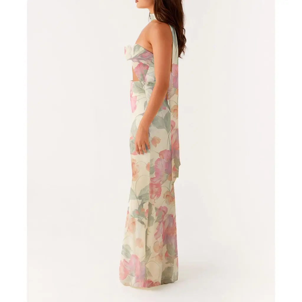 3D Flower Off Shoulder Mermaid Vacation Dress - Image 2