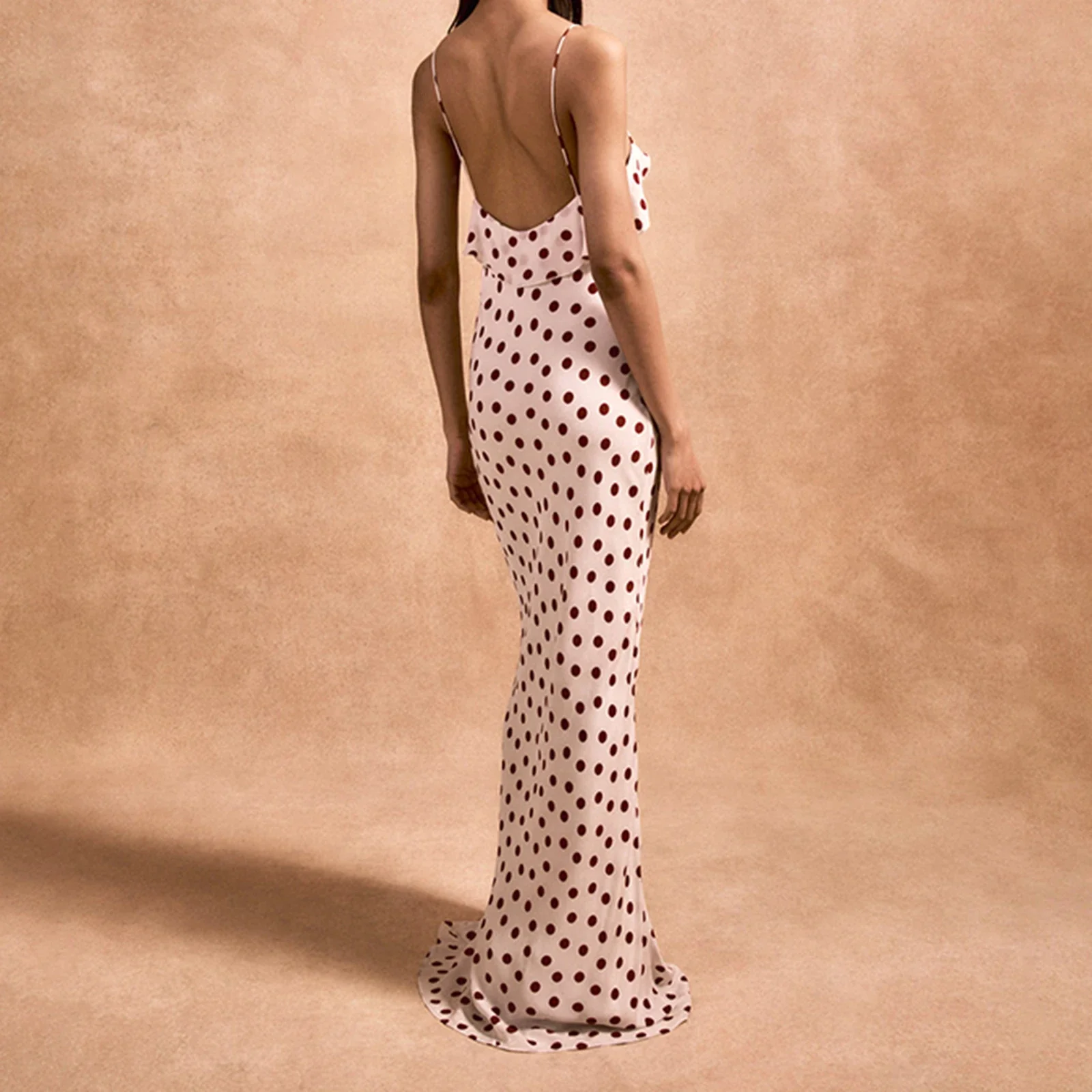 3D Flower Polka Dot Cami Vacation Dress - Image 3