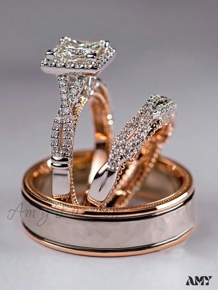 Amy Fashion - 3pcs/set Cubic Zirconia Decor Ring