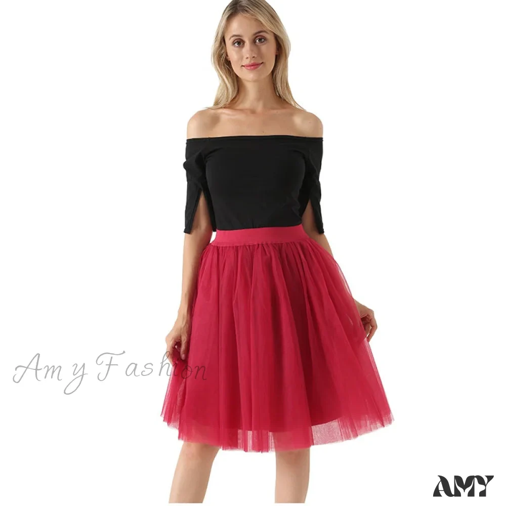 Amy Fashion - Princess Midi Tulle Skirt - Image 18