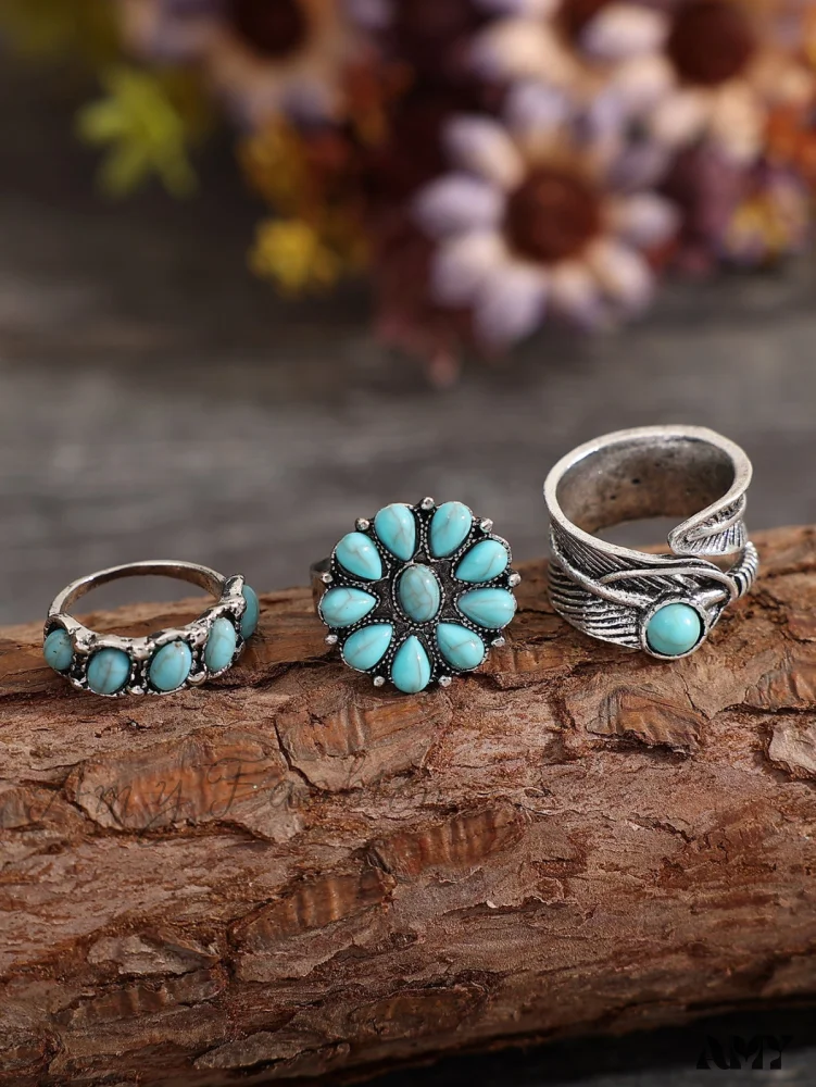 Amy Fashion - 5pcs Vintage & Fashionable & Exquisite Bohemian Ring - Image 3