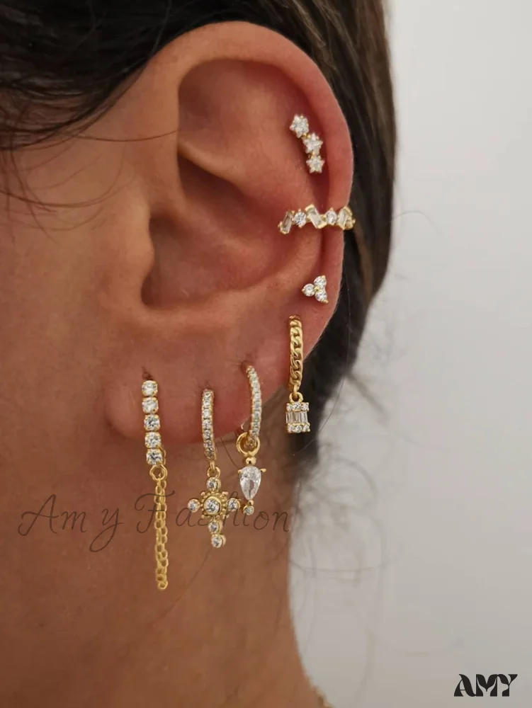 Amy Fashion - 7pcs Cubic Zirconia Decor Earring